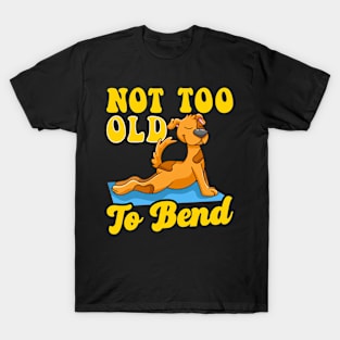 Not too Old To Bend Funny Yoga Dog on Yoga Mat Cute Dog T-Shirt